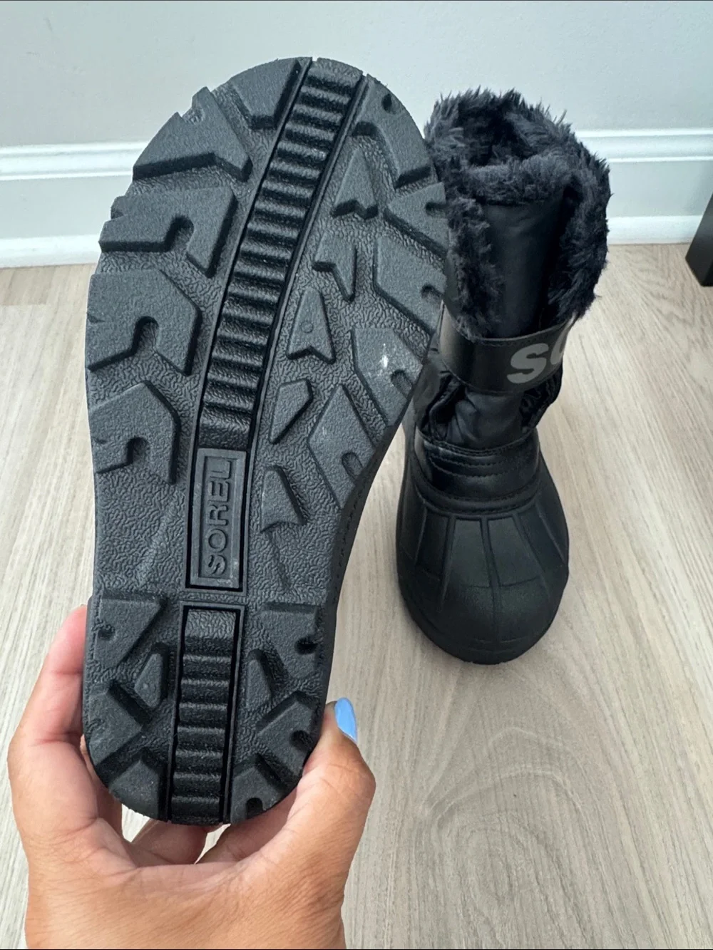 Sorel Kids Black Winter Snow Boots with Faux Fur Trim